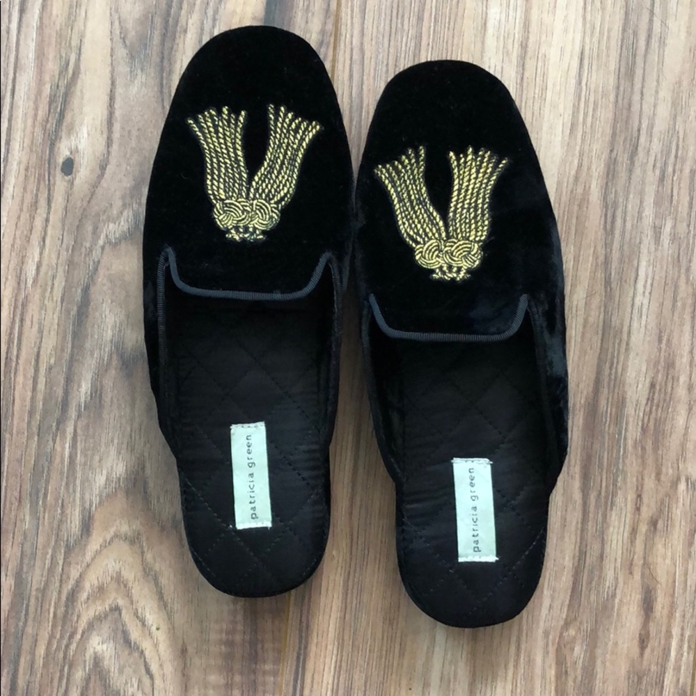 Patricia Green black velvet slippers